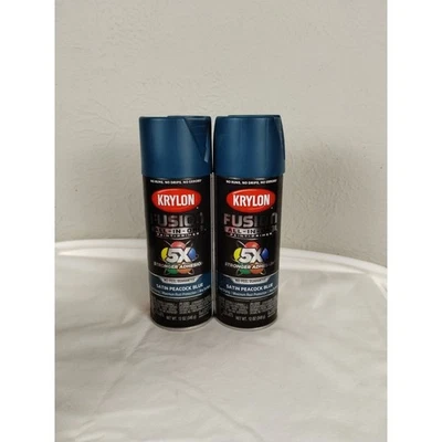 (2) Pintura en aerosol todo en uno Krylon Fusion e imprimación azul pavo real satinado - 12 oz Foto 1 de 3