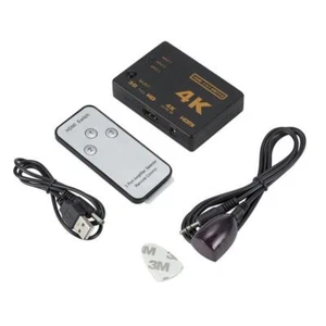 HDMI Switch 4K Splitter 3 Port Selector Switcher Hub IR Remote HDTV 3 In 1 Out - Picture 1 of 10