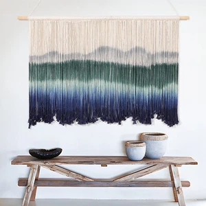 43*27 in Macrame Wall Hanging Tapestry Dip Dye Bohemia Handmade Wall Art Decor - Picture 1 of 11