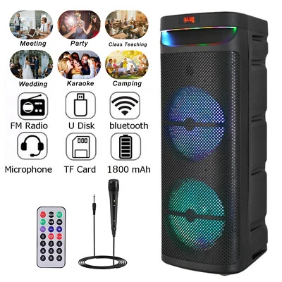 Dual 10" Tieftöner Tragbarer Bluetooth Lautsprecher Schwerer Bass Soundsystem Party & Mikrofon - Bild 1 von 4