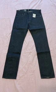 Jeans Gramercy Crudos Algodón Oscuro Botón Mosca Rectos Hechos en EE. UU. Talla.30/34. Azul - Imagen 1 de 6