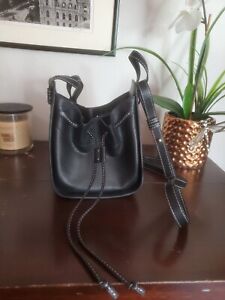 Crossbody Bag Black Leather Hammock Style
