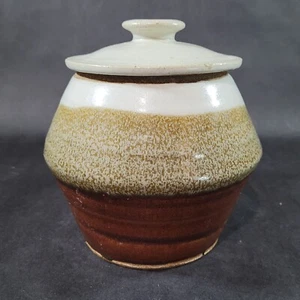Studio Art Pottery Canister Jar Artist Signed Hand Thrown Earthenware 8" tall - Picture 1 of 11