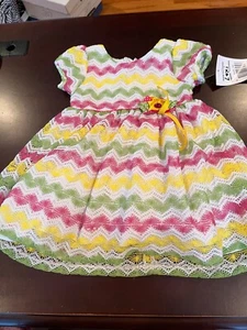 Rare Editions Toddler Girl 2T Pink White Green Yellow Dress NWT - Imagen 1 de 7