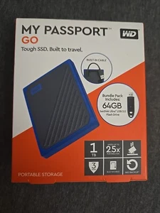 WD My Passport Go Portable Drive 1TB SSD w/SanDisk 64GB Flash Drive BRAND NEW - Picture 1 of 3