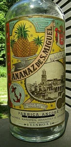 ANANAZ de S. MIGUEL Fabrica ANCORA, LISBOA Portuguese liquor bottle(empty)1950's - Picture 1 of 8
