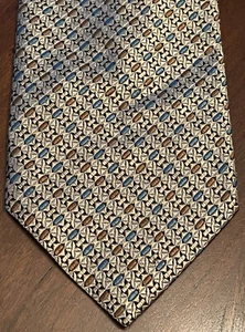 John W. Nordstrom Gold Blue Brown 100% Silk Men’s Neck Tie Made In Italy - Picture 1 of 9