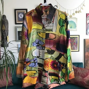 SHANA size M Art To Wear Colorful Print Tunic Blouse with Pockets NWT $90 - Picture 1 of 6