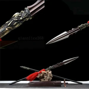 86' damascus folded steel blue blade san guo zhao yun qiang dragon handle - Picture 1 of 11