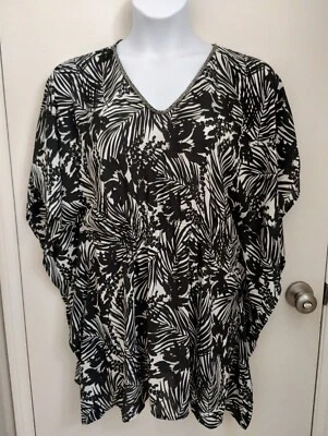 Lane Bryant Plus Size Women's Black & White Floral Swim Dress Coverup Size 14/16 - Image 1 of 4