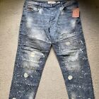 Akademiks Jeanius Jeans 46 X 32 Blue Loose Baggy Straight Denim Pants Acid Wash