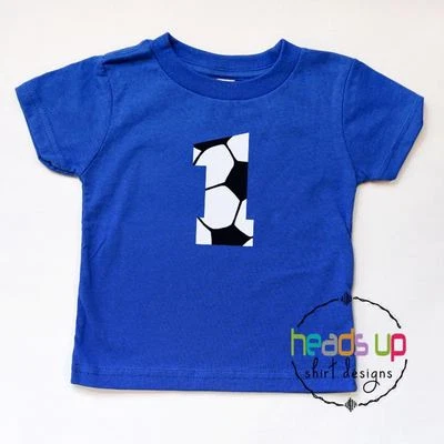 1 Soccer Shirt Baby Boy or Girl 1st Birthday Bodysuit One Sports tshirt Toddler - Image 1 of 3