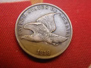 1858 SL VEREINIGTE STAATEN FLYING EAGLE CENT - FRÜHER KUPFER/NICKEL CENT - TOLLES DETAIL - Bild 1 von 7