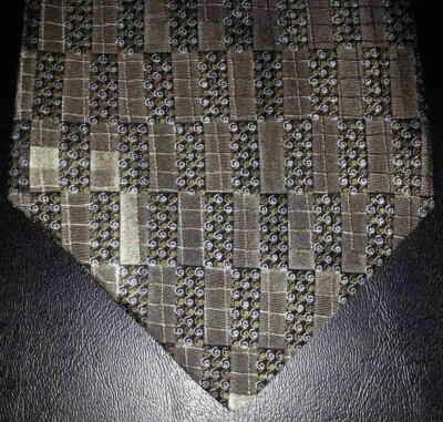 Gianfranco Ruffini 领带丝绸闪闪发光橄榄矩形漩涡 全新带盒 t4210  — 第 1/4 张图片