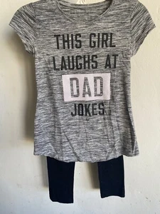 Girls Clothing Size 10 Grey White Glitter Bundle Leggings T Shirt - Picture 1 of 3