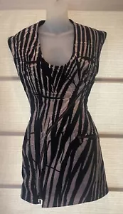 Roberto Cavalli schwarz Zebrakappe Ärmel Reißverschlüsse Denim Kleid ~ Größe 40 ~ Made in Italy - Bild 1 von 11
