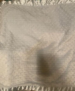 Bearington Baby Blue Security Blanket Lovey Dots Minky Satin Trim Back 27” X 27” - Picture 1 of 6
