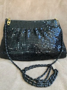 Schwarze Netz Abend Crossbody Schultertasche Vintage Disco Handtasche Glitzer - Bild 1 von 5