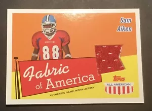 Parche de camiseta de fútbol americano Topps 2003 tarjeta coleccionable FA-SA Sam Aiken - Imagen 1 de 2