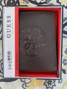 New Guess Men's Leather Credit Card ID Wallet Passcase Billfold Black - Picture 1 of 1