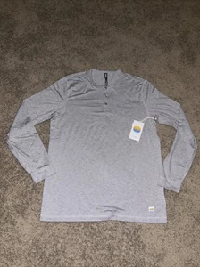 Vuori Long Sleeve Ease Performance Henley Shirt Light Heather Grey Large Men NWT - Imagen 1 de 9