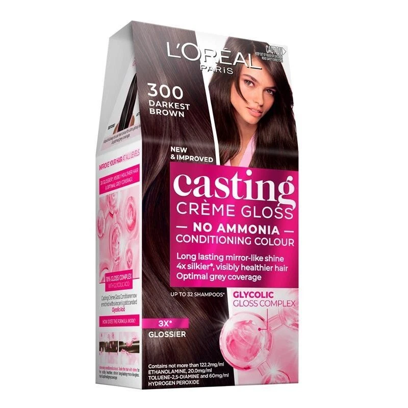 L'Oreal Paris Casting Creme Gloss Semi-Permanent Hair Colour 300 Darkest Brown - Image 1 of 1