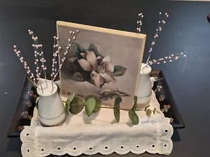 Magnolia Chic~Upcycled Repurposed Salt & Pepper Vignette Tabletop Decor (FS) - Picture 1 of 10