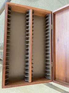 Solid Wood Cassette Audio Tape Storage Box Case with Lid Walnut - HOLDS 36 Tapes - Picture 1 of 14