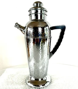 Vintage STAINLESS CHROME Martini Shaker Cocktail Pitcher Decanter MCM 13” Tall - Picture 1 of 17
