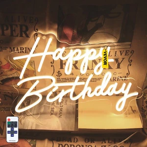 VEVOR Neon Sign Happy Birthday 18"x8"+26"x7.5" for Party Wall Decor Celebration - Picture 1 of 12