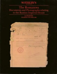 SOTHEBY’S ROMANOV Documents Photographs Russian Tsar Auction Catalog 1990 