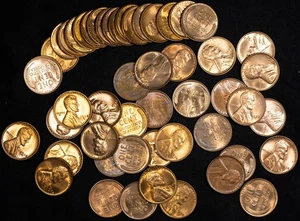 1938-D Lincoln Wheat Penny Roll of 50 Coins Uncirculated But Some Spots SEE PICS - Picture 1 of 7