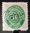 RARE DANISH WEST INDIES STAMP 1873 14c NUMERAL Sc#12 1ST PRINT USED CORNER FAULT