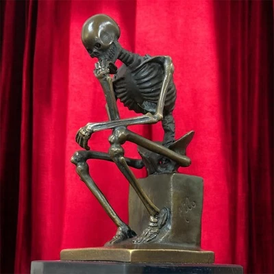Escultura Esqueleto Bronce De Colección Estatua MILO Mármol Pensador Gótico Calavera Decoración Foto 1 de 4