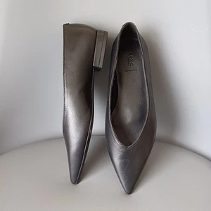 NEW* M&S* UK 3 Ladies Black Leather Ballet Pumps Pointed Toes Flat Shoes - Picture 1 of 17