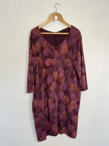 Gudrun Sjoden Dress Size Large Purple Pattern Jersey Lagenlook V Neck Pockets - Picture 1 of 9