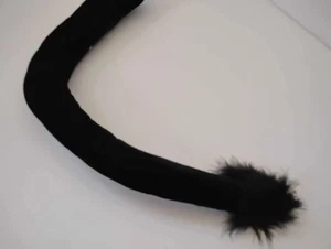 Accessorio Costume Coda Animale Halloween Velluto Nero Alta Qualità Regolabile - Foto 1 di 6