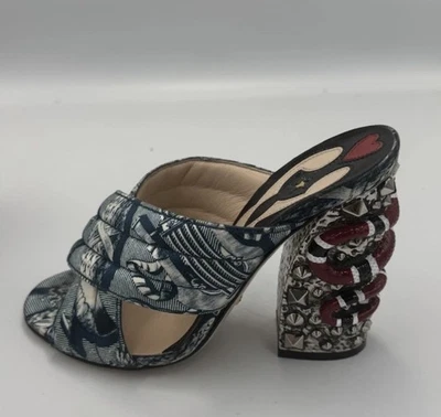Auténticas mulas de tacón de serpiente real estampadas satinadas GUCCI USADAS EN EXCELENTE ESTADO talla EU 35,5 US 5 Foto 1 de 4