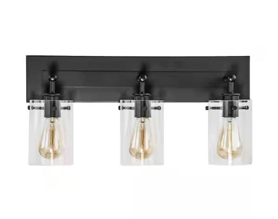 Regan 21 In. 3light Espresso Vanity Light With Clear Glass Shades by Hampton Bay