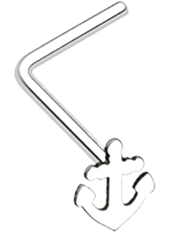 Nose Ring Stud Boat Ship Anchor Icon 316L Surgical Steel L bar  20g 1/4'' - Image 1 of 1