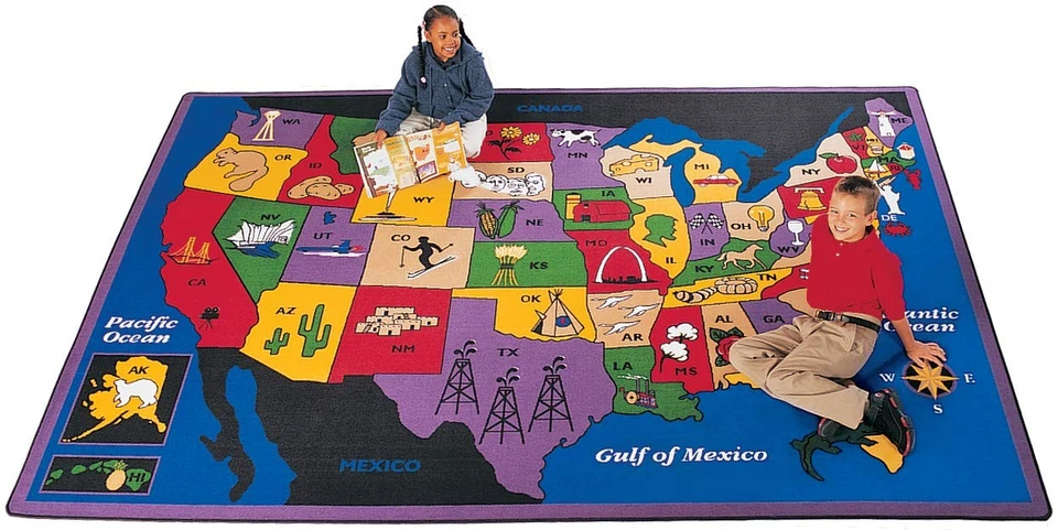 1400 Discover America Map Geography Classroom Learning Rug 5ft 10in x 8ft 4in... - Image 1 of 1