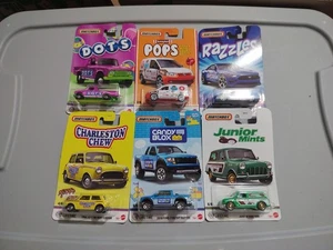 2025 MATCHBOX CANDY SERIES COMPLETE SET OF 6 Dots Razzles Tootsie Pops Mints - Picture 1 of 7
