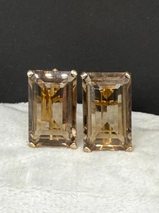 Vintage Manschettenknöpfe goldfarben geschliffenes Glas Papa Geschenk - Bild 1 von 8