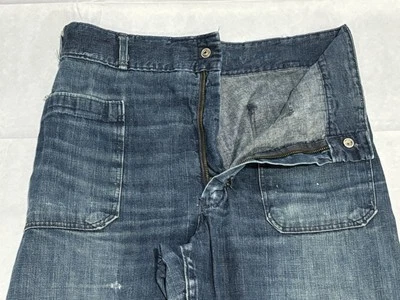 Vintage US Navy Denim Blue Jean Seafarer Dungaree Men’s Bell Bottom 32” Waist - Image 1 of 4