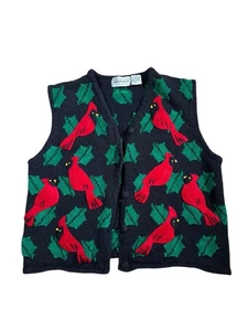 Vintage Belle Point Cardinal Weihnachtspullover Größe Medium Button Down Weste - Bild 1 von 5