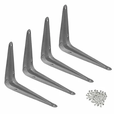 4 Pcs 4" x 5" in Utility Metal Wall Corner Shelving Shelf Brackets Support Gray - Image 1 of 4