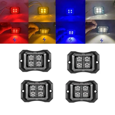 4x 4LED Car Marker Strobe Flashing Recovery Lightbar Truck beacon Lights 12-24V - Image 1 of 4