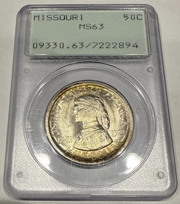 1921 Missouri Commemorative Half Dollar MS63 PCGS Rattler OGH - Beautiful Toning - Image 1 of 4