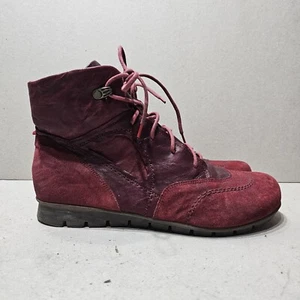 THINK! MENSCHEA WOMEN'S LEATHER ZIPPED COMBAT BOOTS RED SIZE UK7.5 EU41.5 - Picture 1 of 9