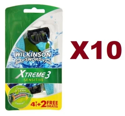 10 PZ WILKINSON SWORD XTREME 3 SENSITIVE RASOIO USA E GETTA DA 6 - Imagen 1 de 2